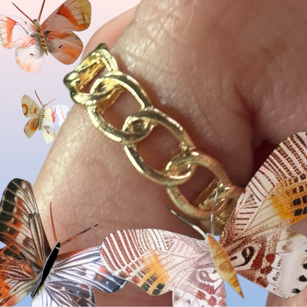 Gold Link Chain Ring size 5.5 - Women Jewelry